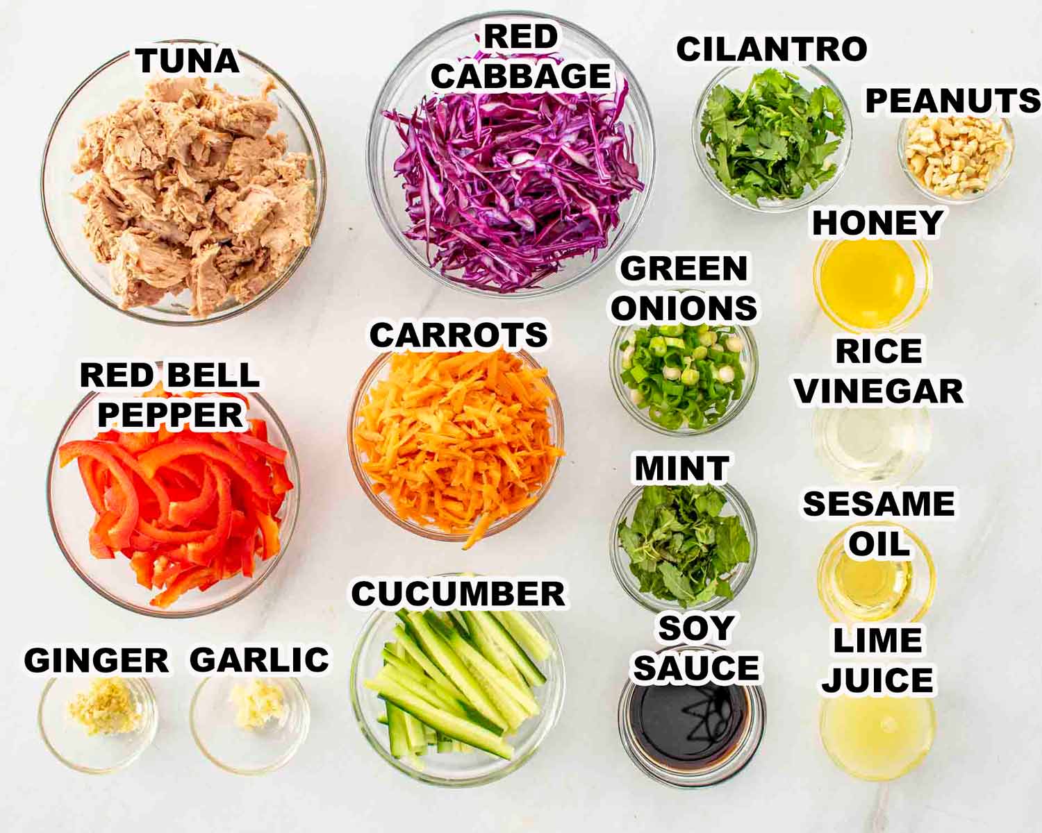 ingredients needed to make asian tuna salad.