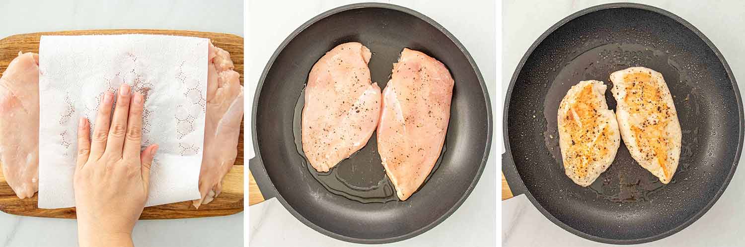 process shots showing how to make baked crack chicken casserole.