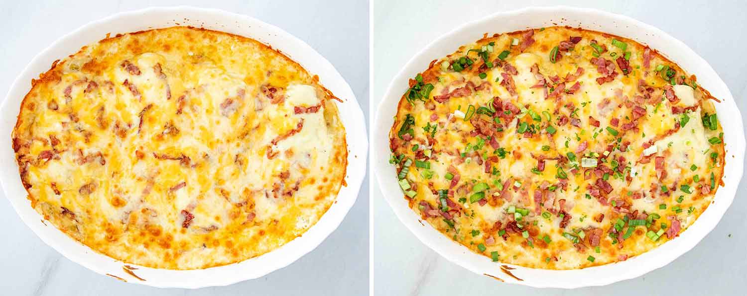 process shots showing how to make baked crack chicken casserole.