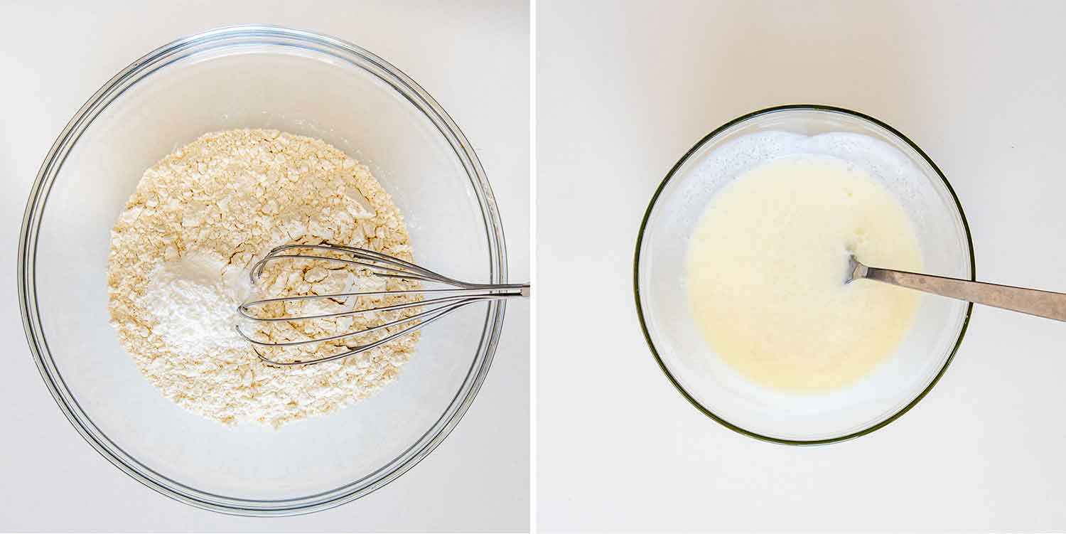 process shots showing how to make blueberry biscuits.