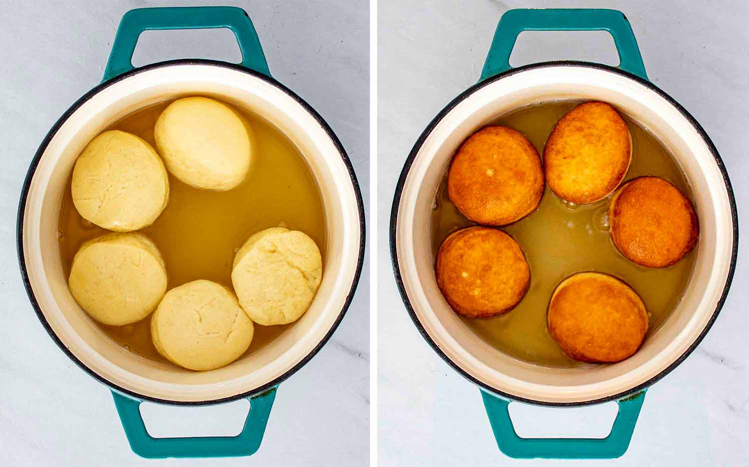 process shots showing how to make italian bomboloni.