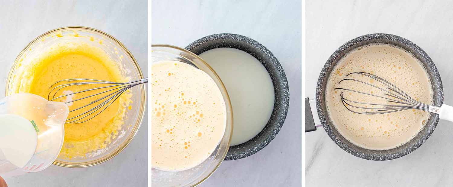 process shots showing how to make italian bomboloni.