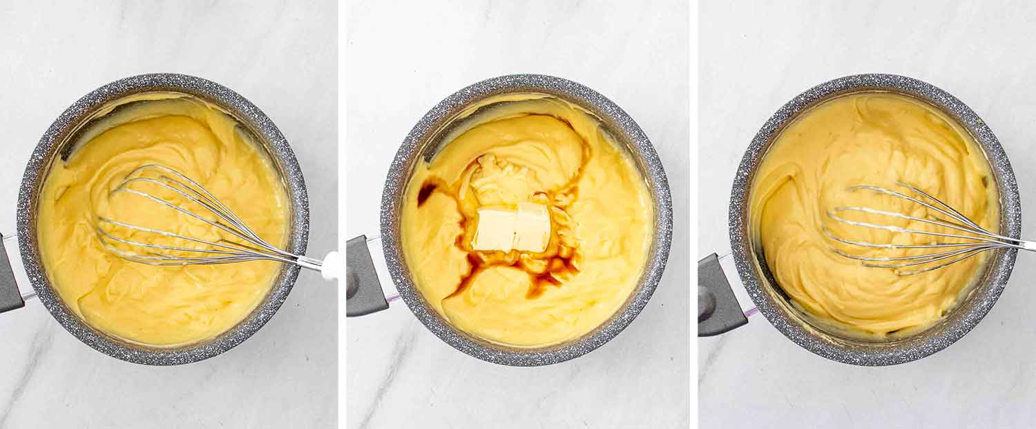 process shots showing how to make italian bomboloni.