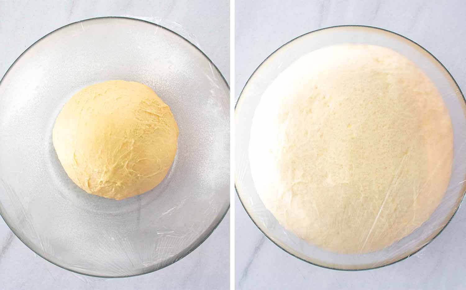 process shots showing how to make italian bomboloni.