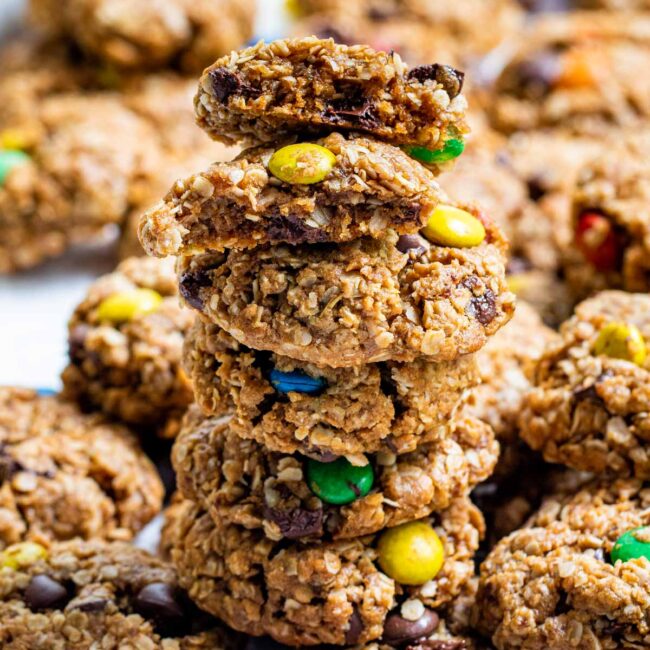 a stack of monster cookies.