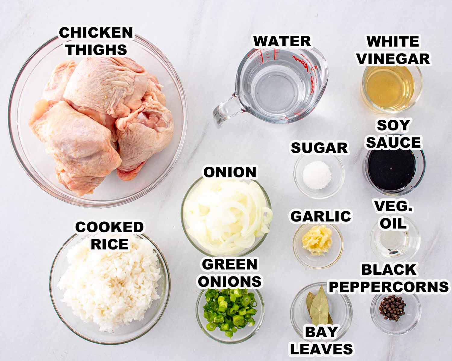 ingredients needed to make chicken adobo.