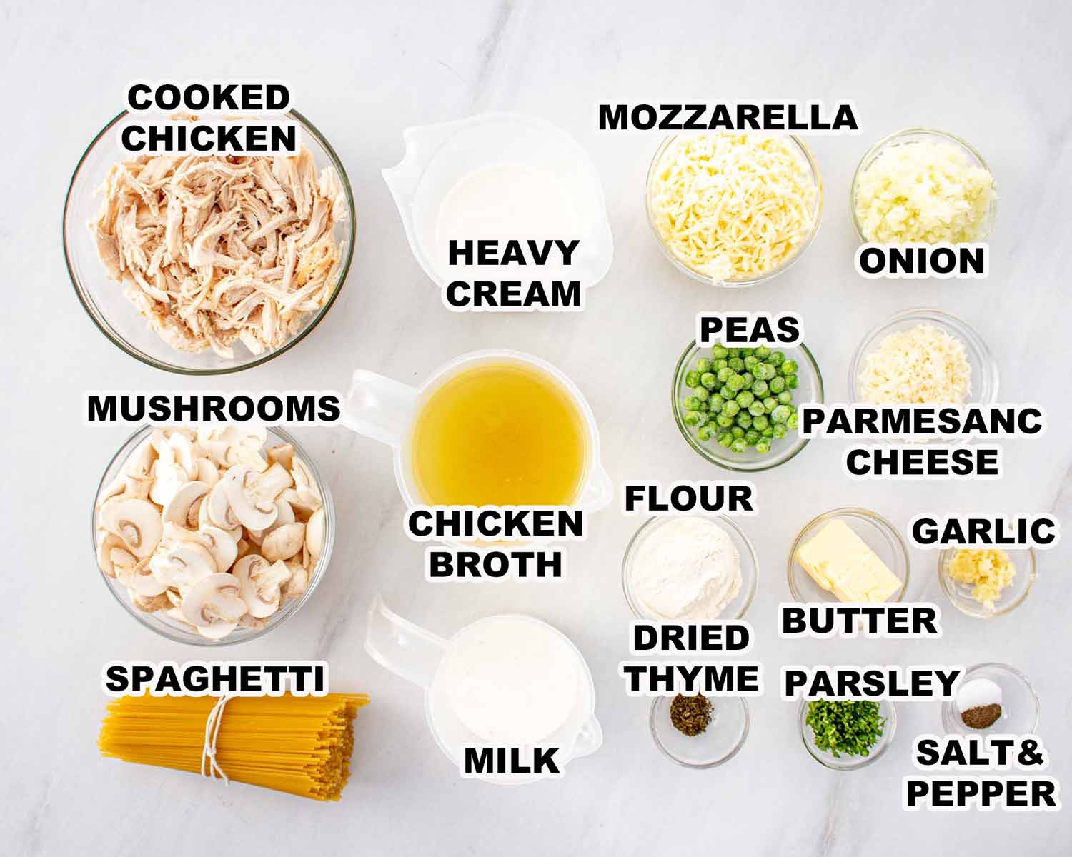 ingredients needed to make chicken tetrazzini.
