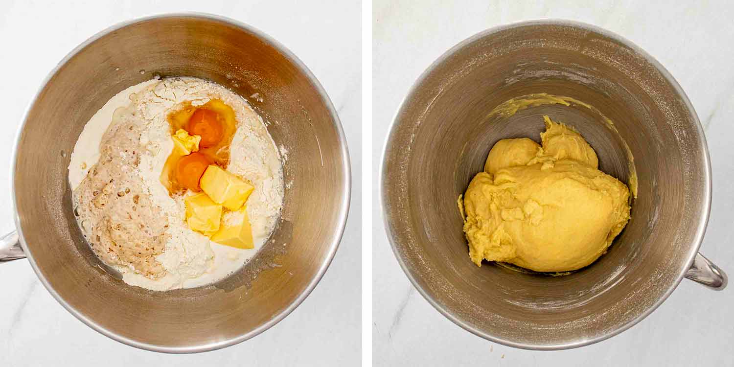 process shots showing how to make cinnamon rolls.