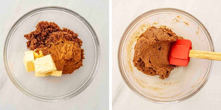 process shots showing how to make cinnamon rolls.