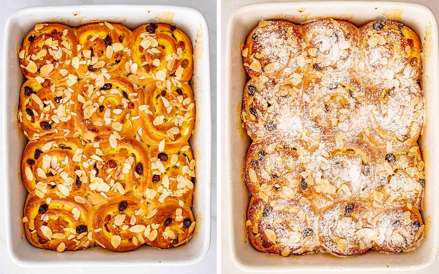 process shots showing how to make custard raisin rolls.