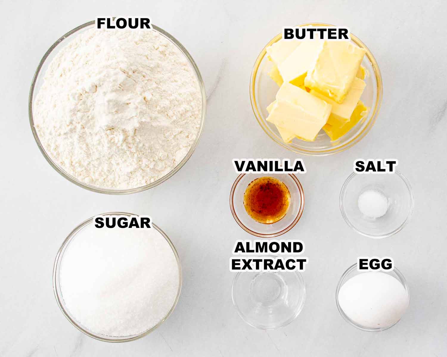 ingredients needed to make danish butter cookies.