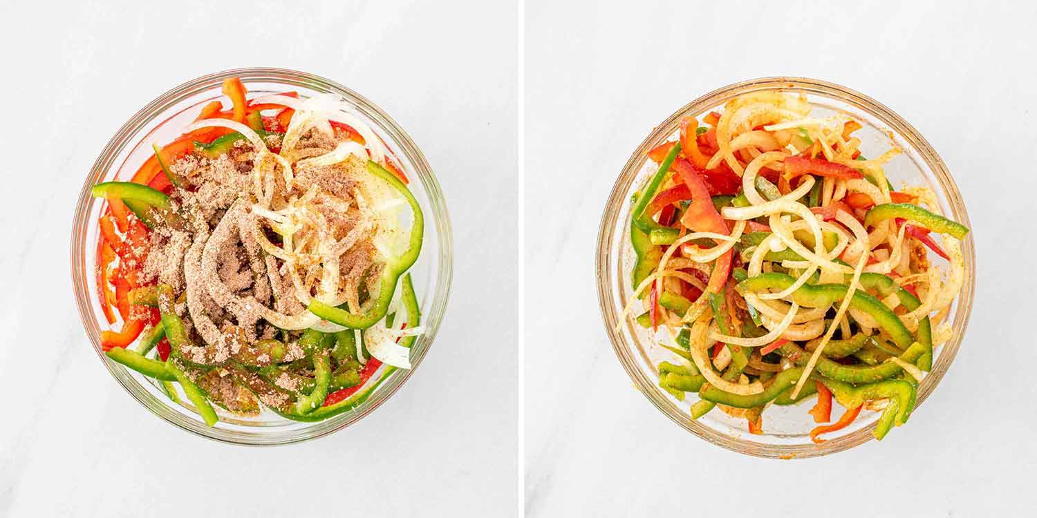 process shots showing how to make fajita chicken casserole.