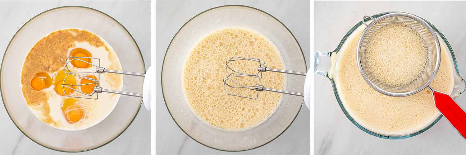 process shots showing how to make flan.