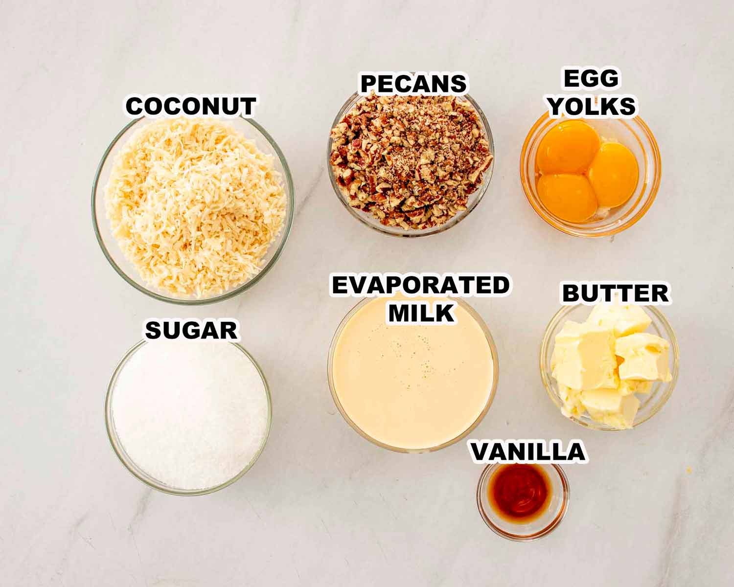ingredients needed to make filling for german chocolate cake.