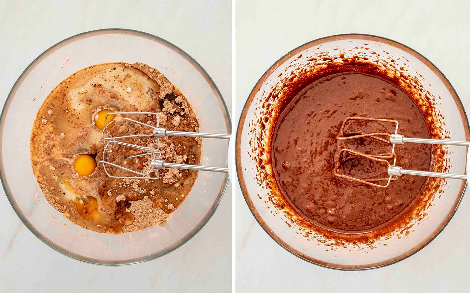 process shots showing how to make german chocolate cake.