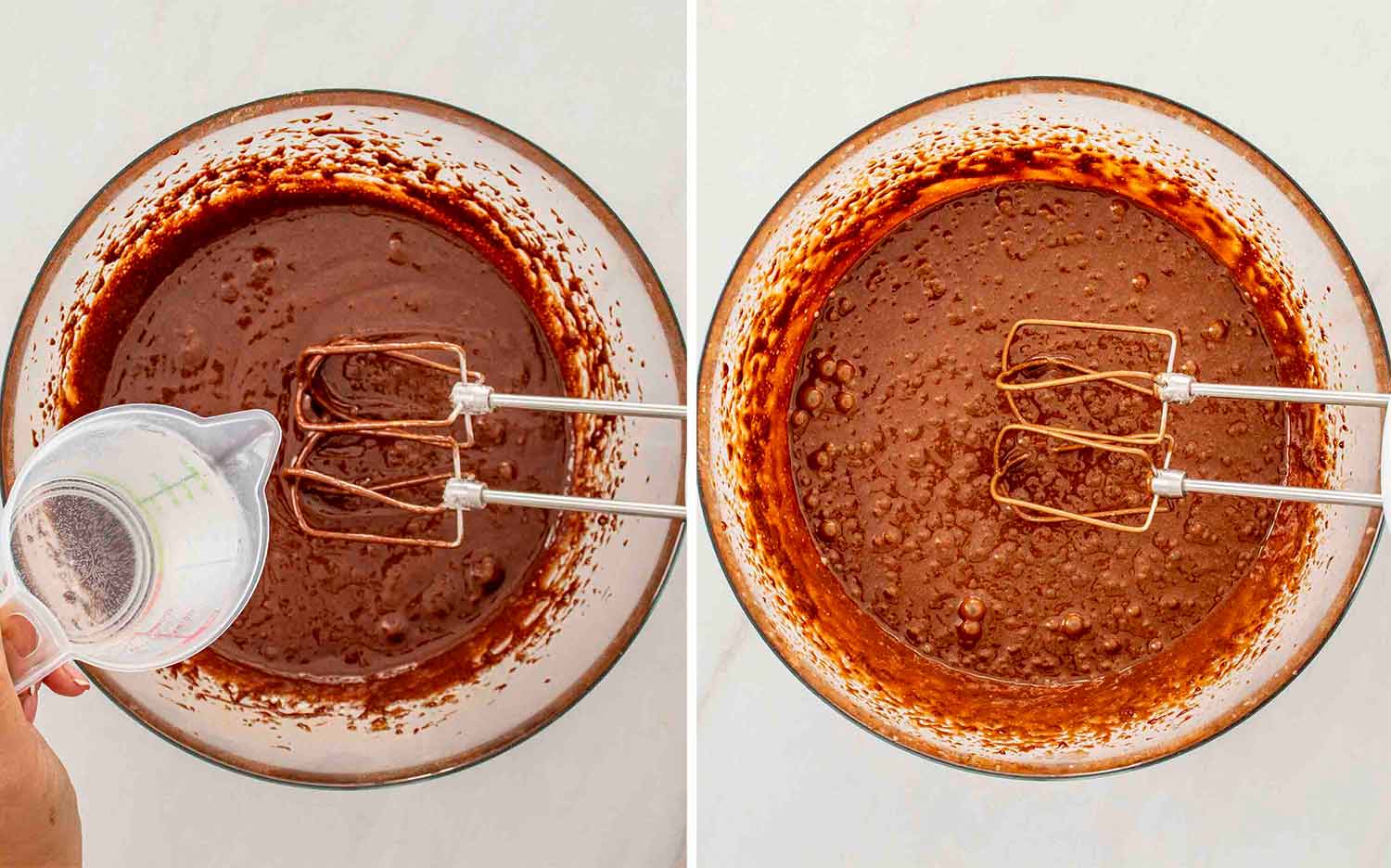 process shots showing how to make german chocolate cake.