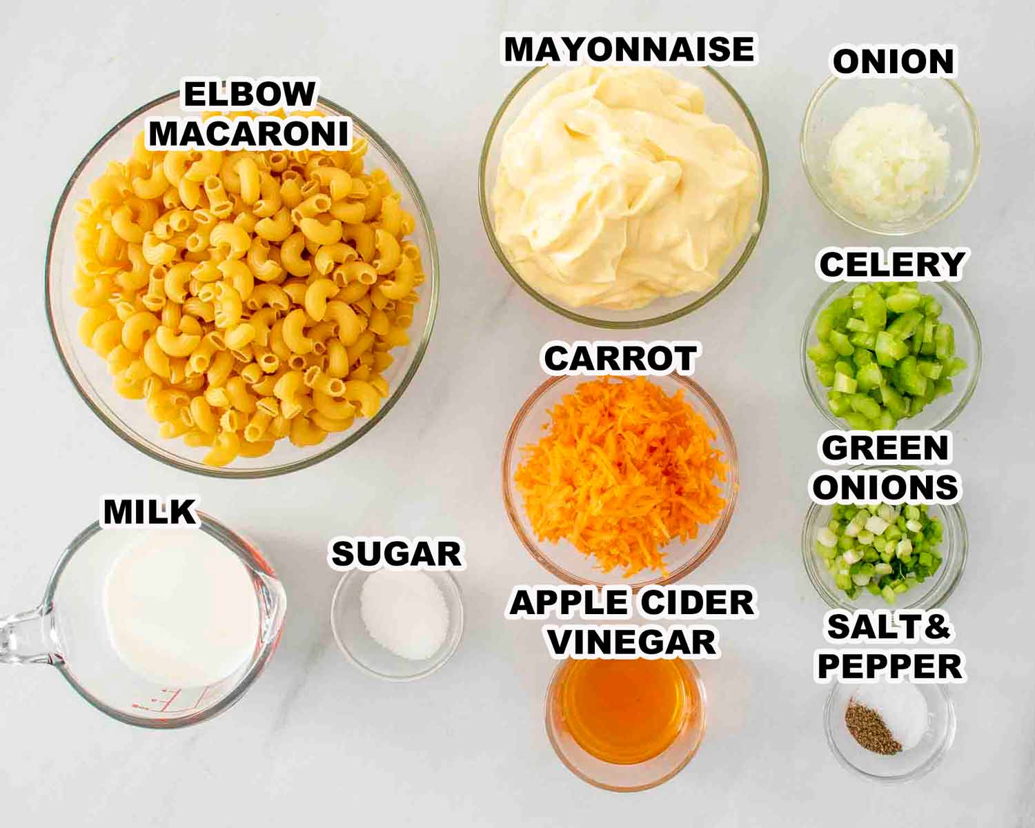 ingredients needed to make hawaiian macaroni salad.