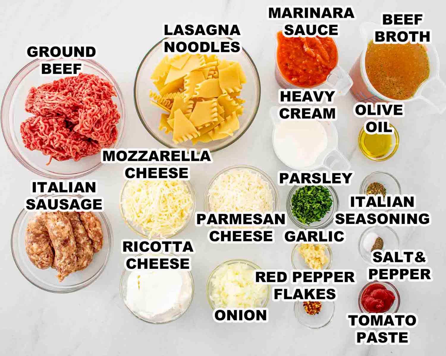 ingredients needed to make lasagna soup.