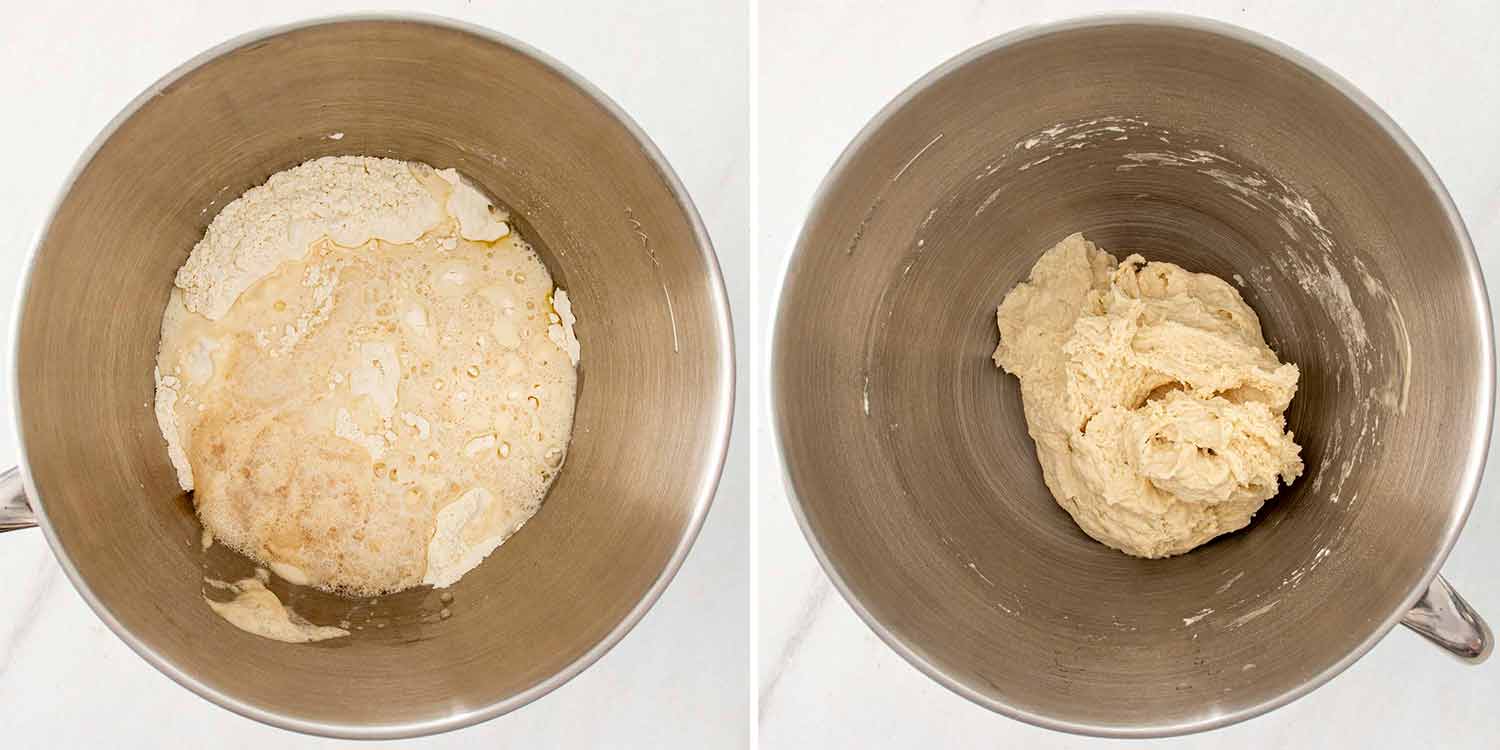 process shots showing how to make naan.