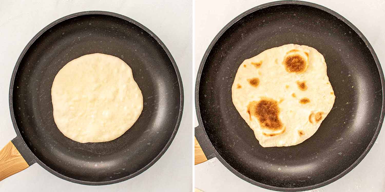 process shots showing how to make naan.