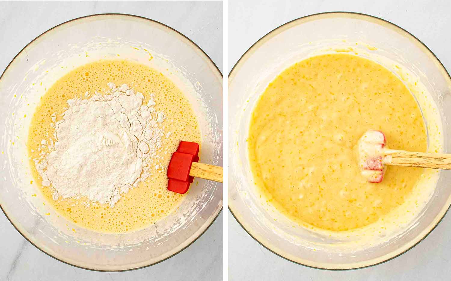 process shots showing how to make orange cake.