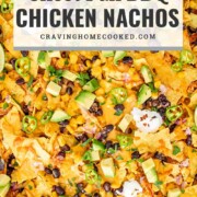 pin for sheet pan bbq chicken nachos.