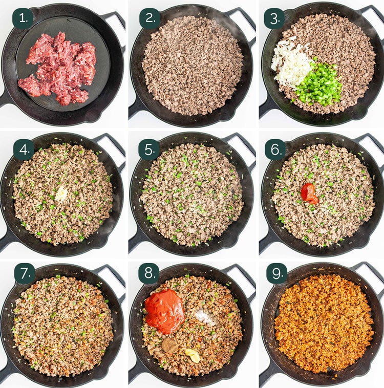 process shots showing how to make sloppy joes