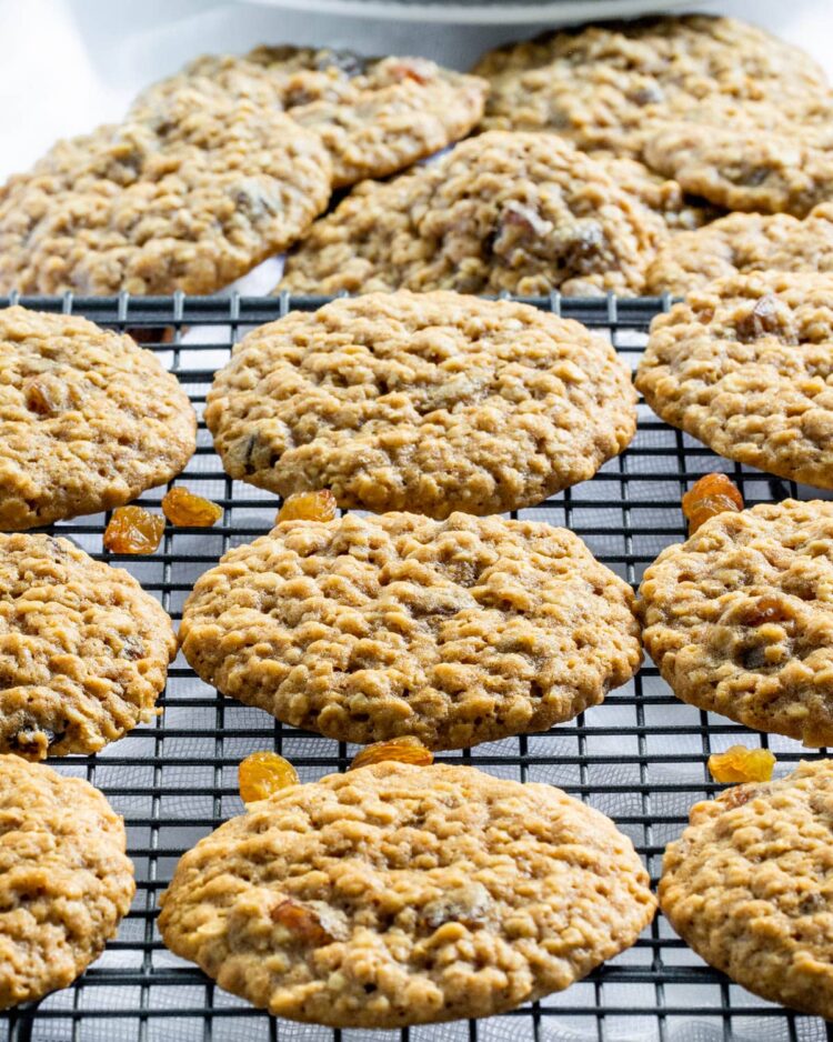 oatmeal cookies on a cooling rack