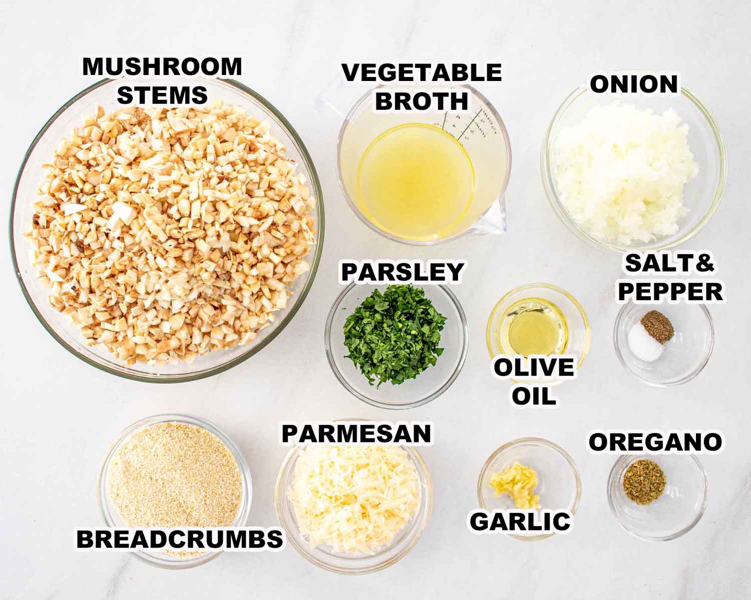 ingredients needed to make stuffed mushrooms.