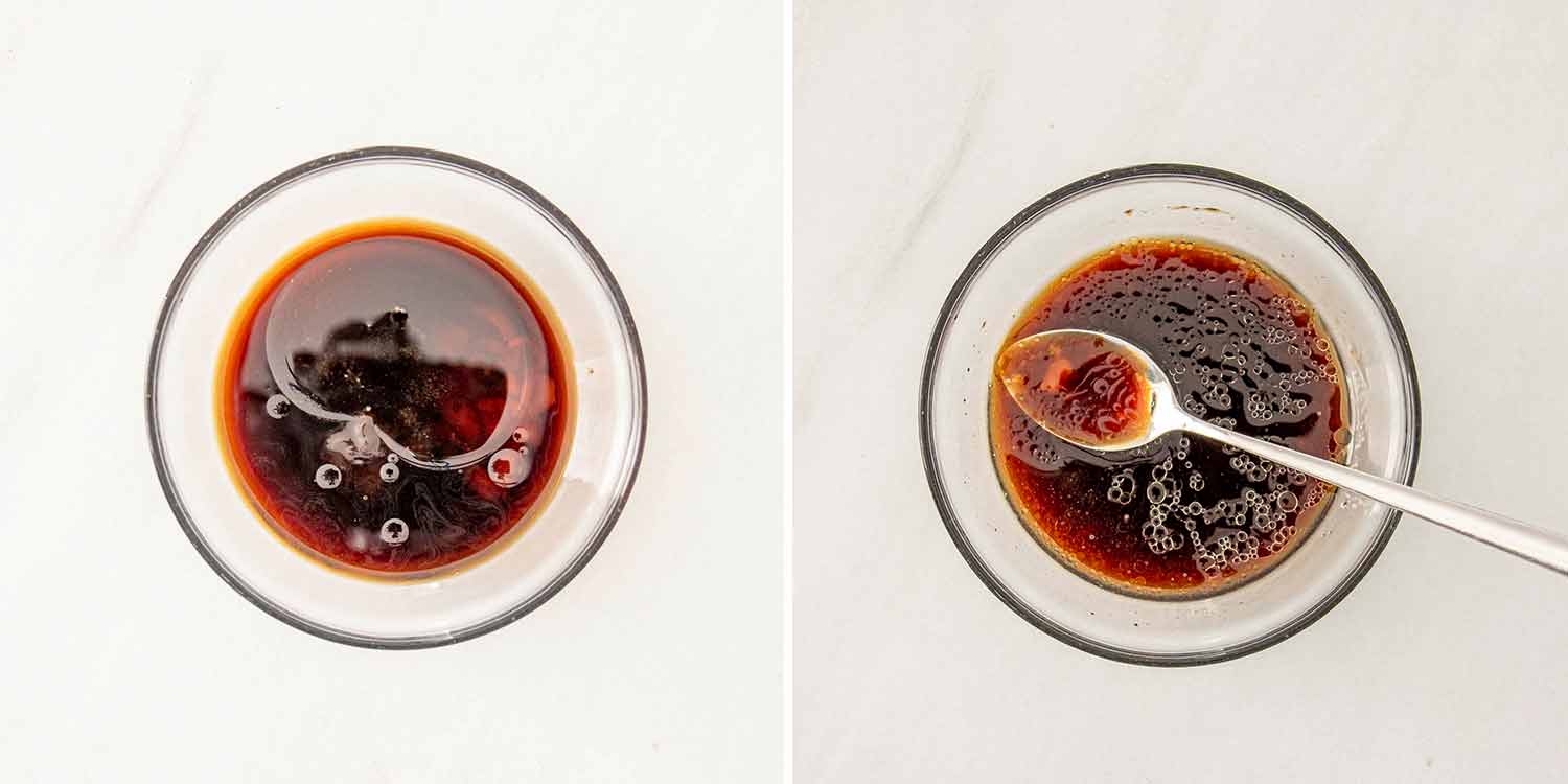 process shots showing how to make szechuan beef.