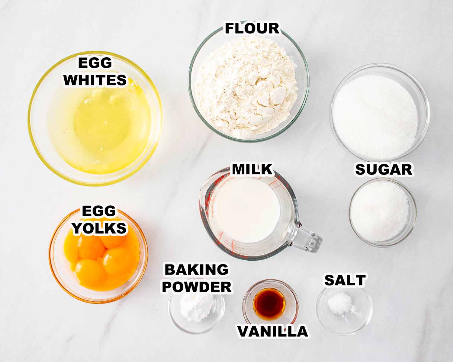 ingredients needed to make tres leches cake.