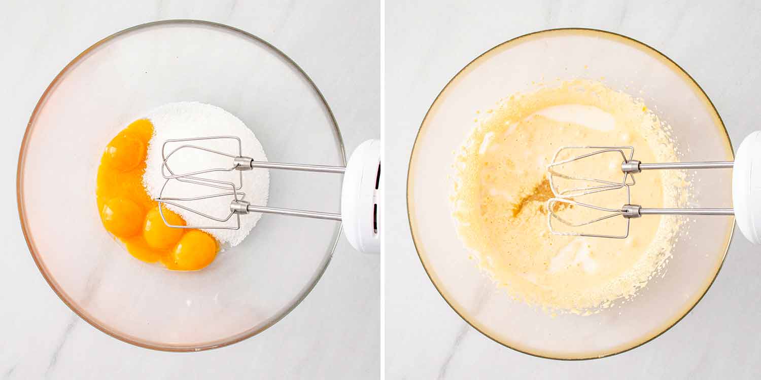 process shots showing how to make tres leches cake.