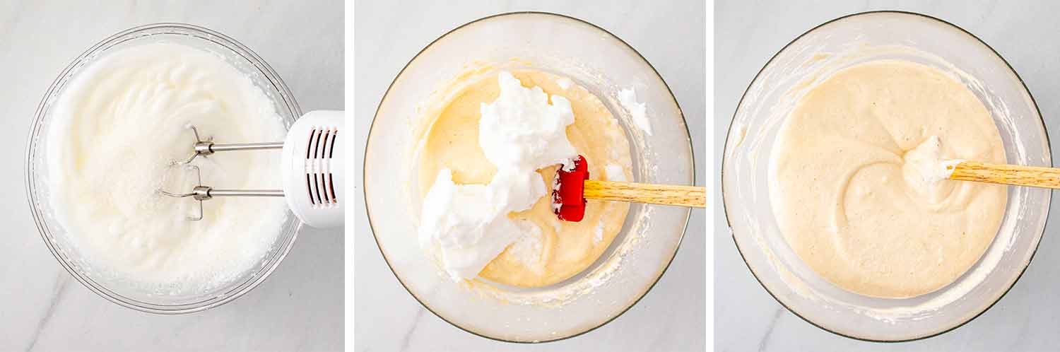 process shots showing how to make tres leches cake.