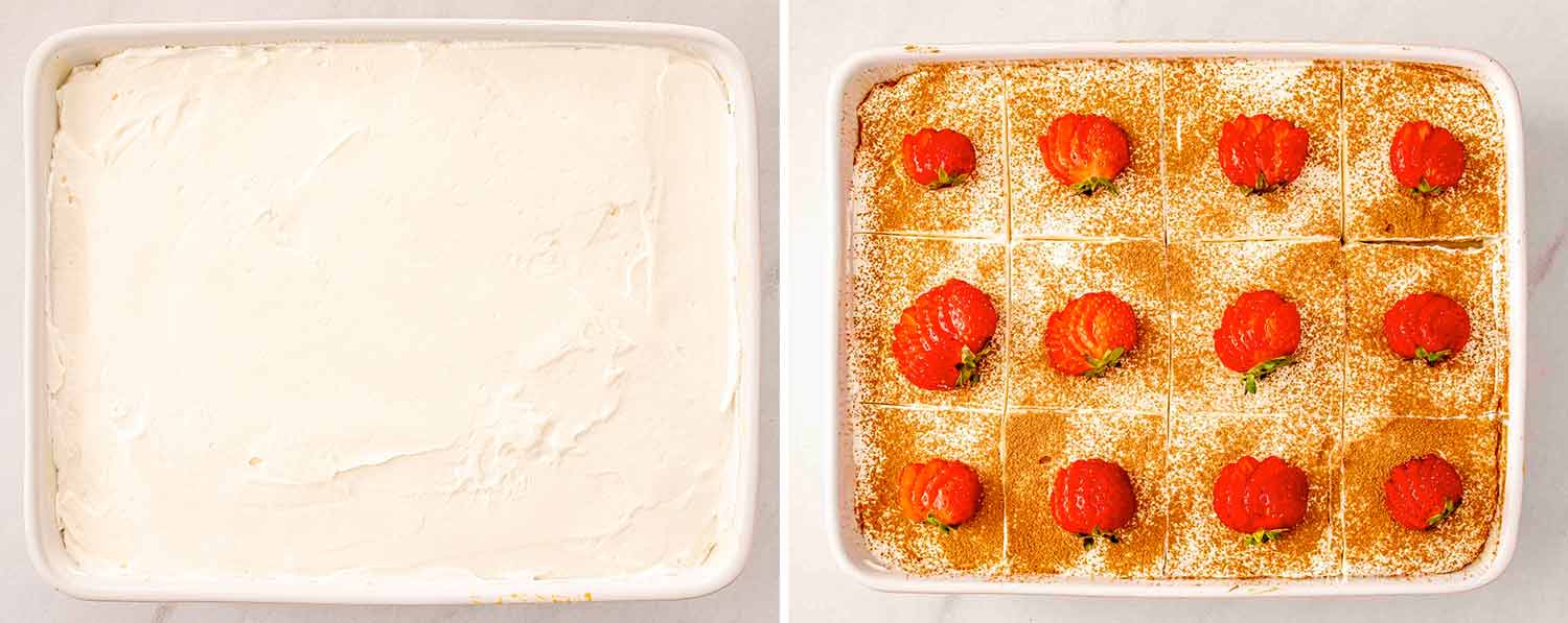 process shots showing how to make tres leches cake.