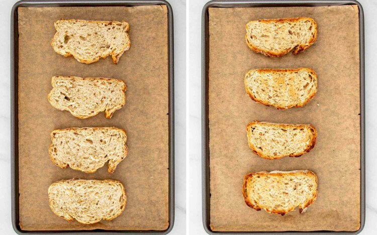 process shots showing how to make walsh rarebit.