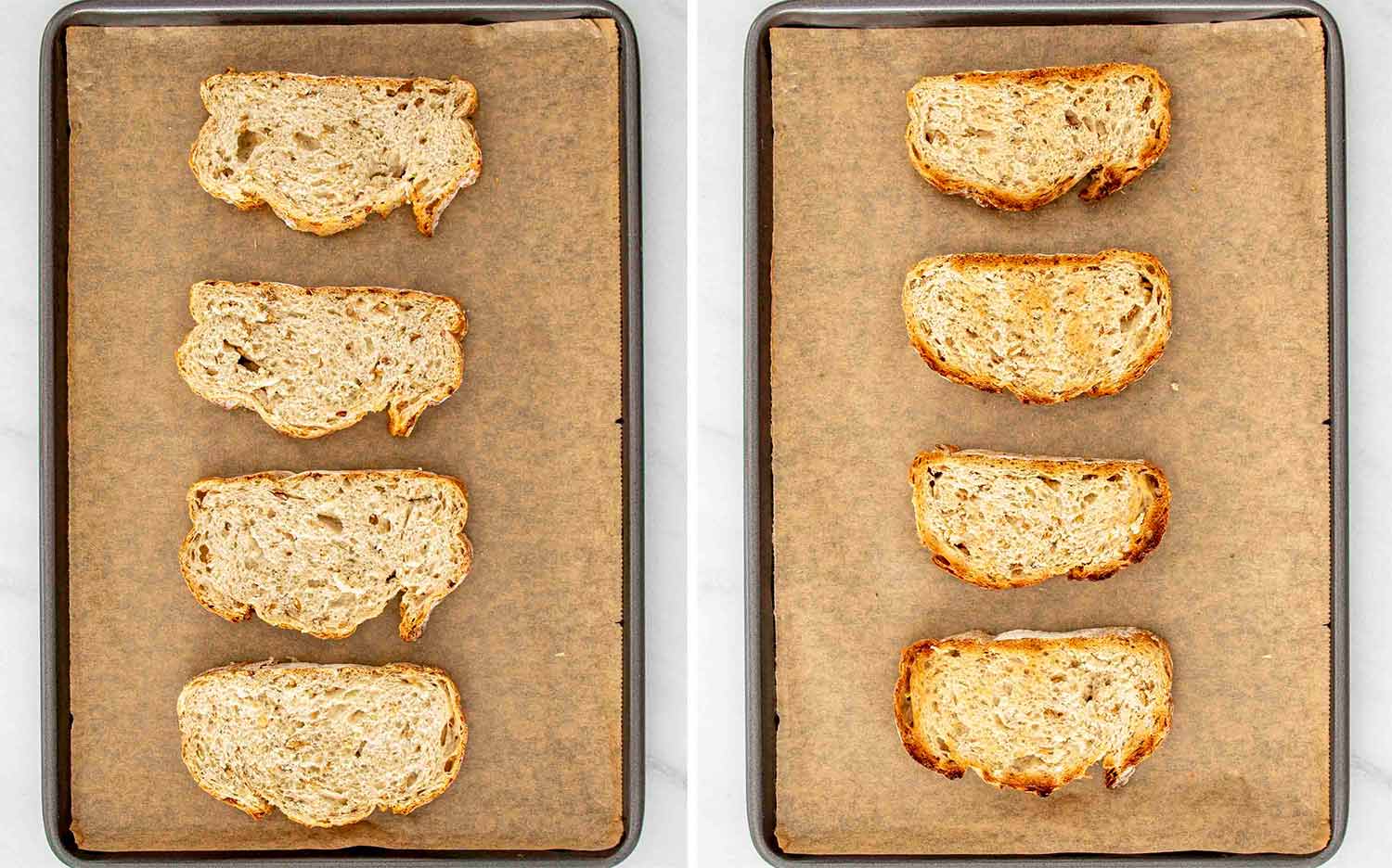 process shots showing how to make walsh rarebit.