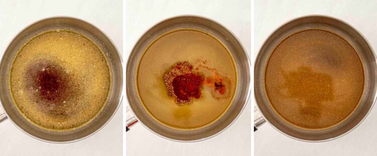 process shots showing how to make walsh rarebit.