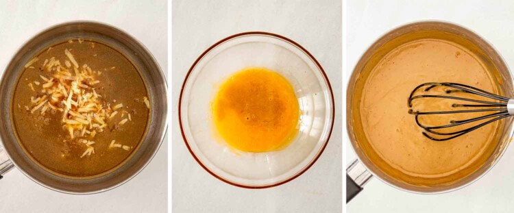 process shots showing how to make walsh rarebit.