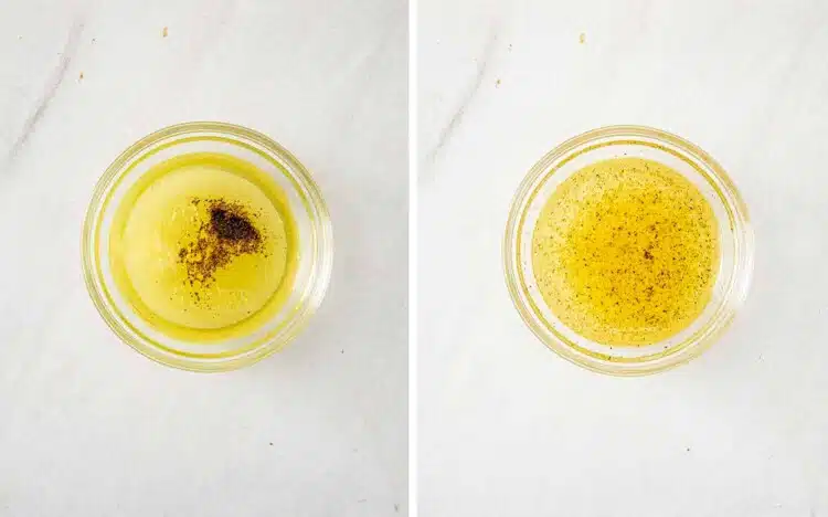 process shots showing how to make avocado chicken salad.