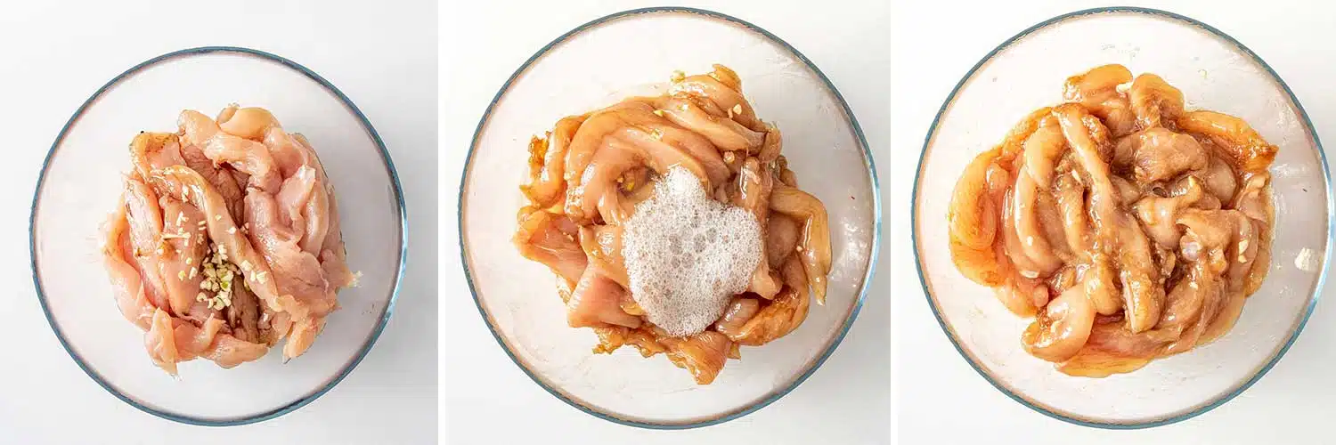 process shots showing how to make crispy honey chili chicken.