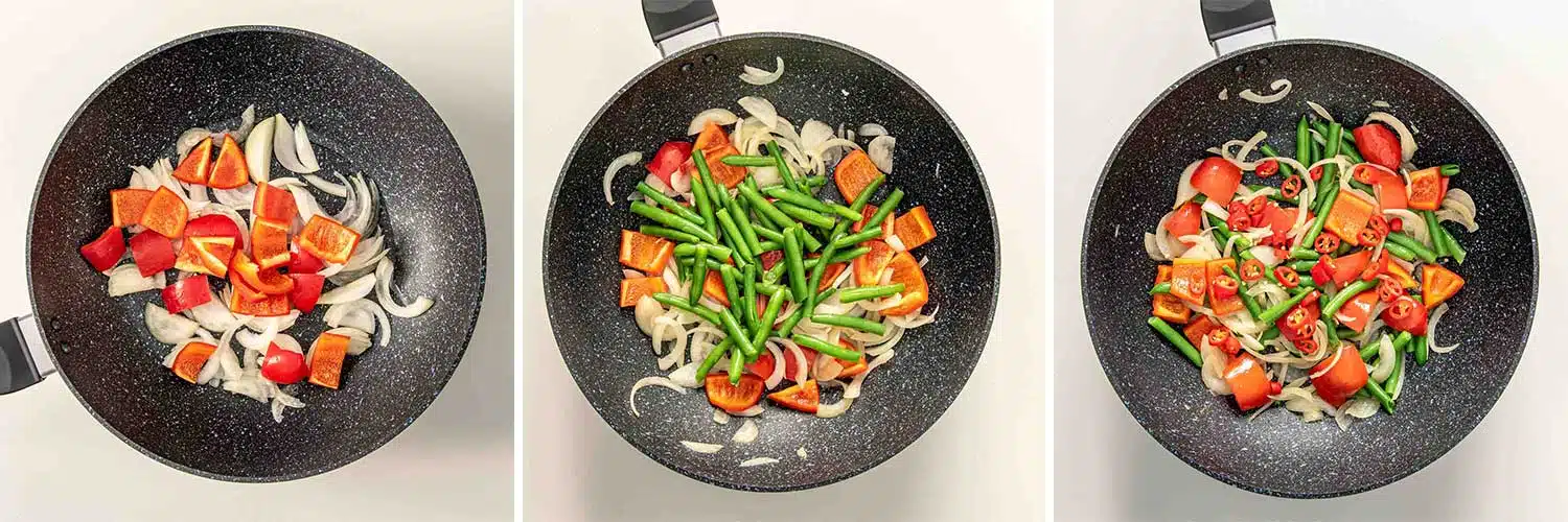 process shots showing how to make crispy honey chili chicken.