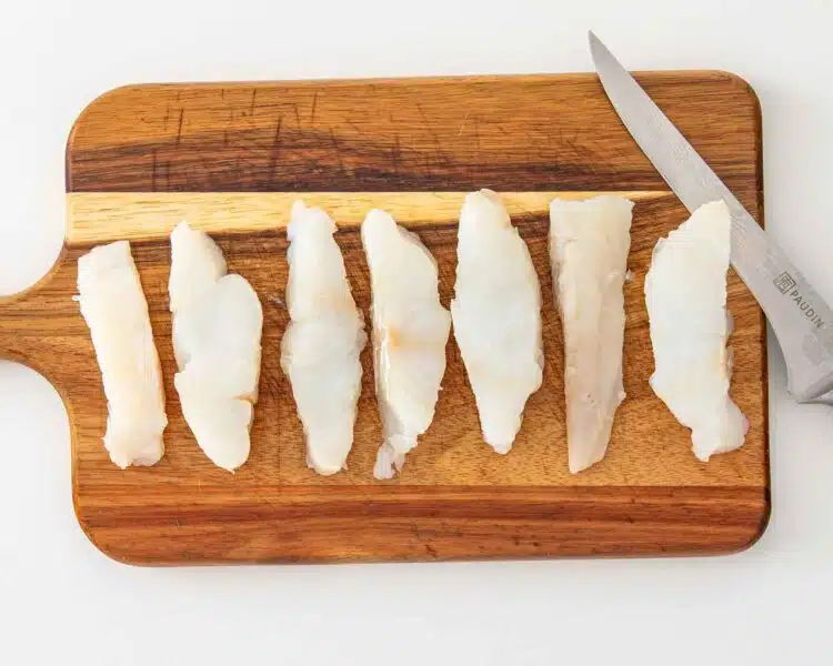 process shots showing how to make fish sticks in the air fryer.