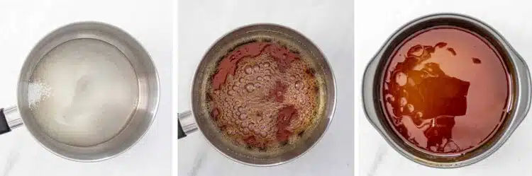 process shots showing how to make flan.