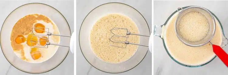 process shots showing how to make flan.