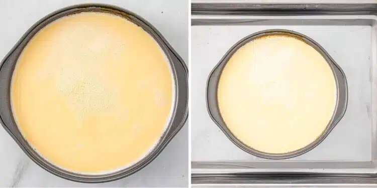 process shots showing how to make flan.