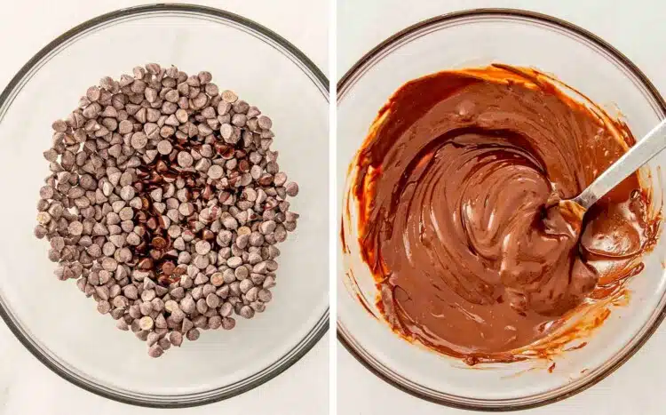 process shots showing how to make frozen pistachio and date chocolate bites.