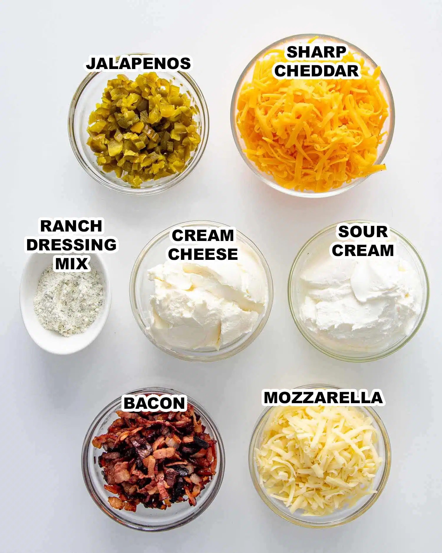 ingredients needed to make jalapeno popper dip.