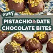 pin for frozen pistachio and date chocolate bites.